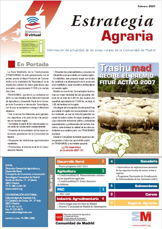 Portada de Revista de Estrategia Agraria Febrero 2007