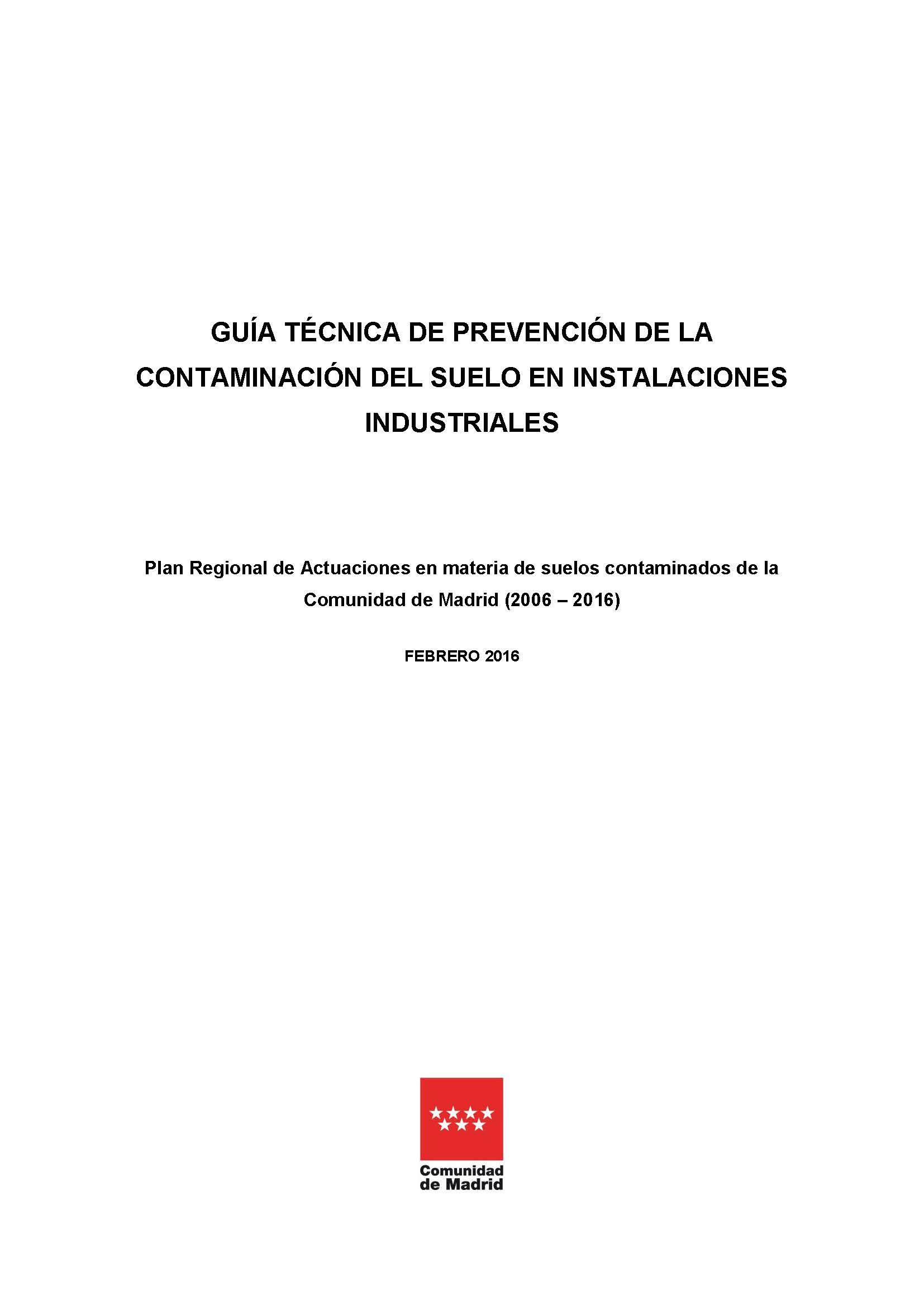 Portada de Guía Técnica de Prevención de la Contaminación del Suelo en Instalaciones Industriales
