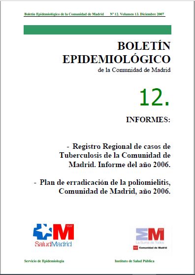 Portada de Boletín epidemiológico. Número 12, Volumen 13. Diciembre 2007 