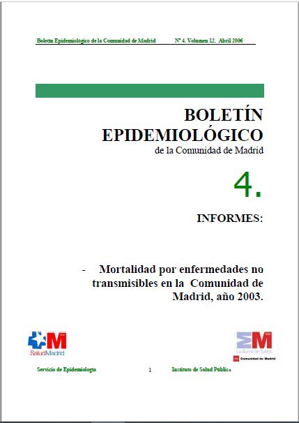 Portada de Boletín epidemiológico. Número 4, Volumen 12. Abril 2006 
