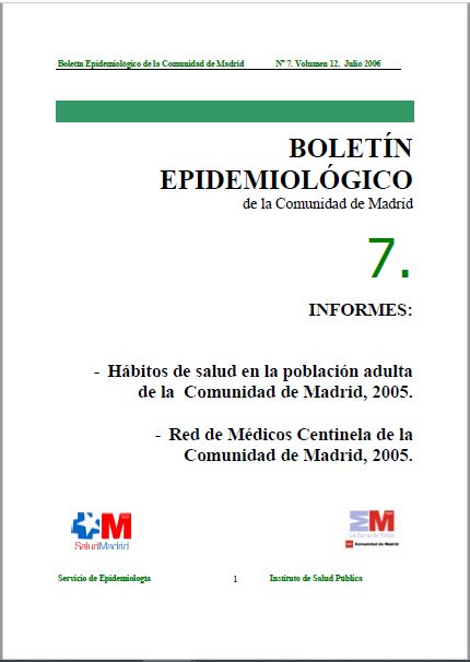 Portada de Boletín epidemiológico. Número 7, Volumen 12. Julio 2006 