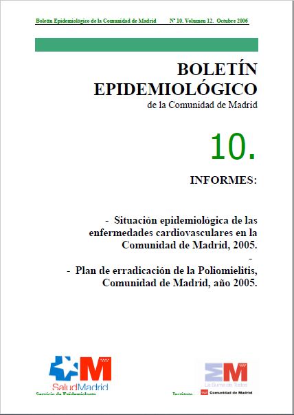 Portada de Boletín epidemiológico. Número 10, Volumen 12. Octubre 2006 