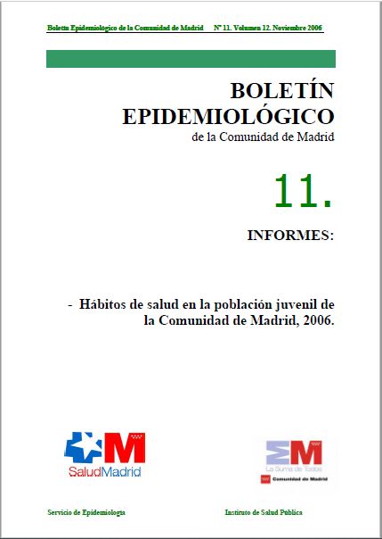 Portada de Boletín epidemiológico. Número 11, Volumen 12. Noviembre 2006 