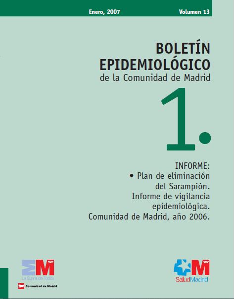 Portada de Boletín epidemiológico. Número 1, Volumen 13. Enero 2007 