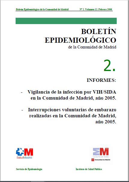 Portada de Boletín epidemiológico. Número 2, Volumen 12. Febrero 2006 