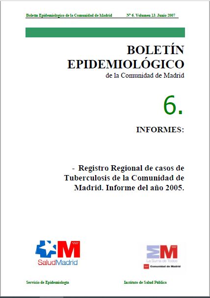 Portada de Boletín epidemiológico. Número 6, Volumen 13. Junio 2007 