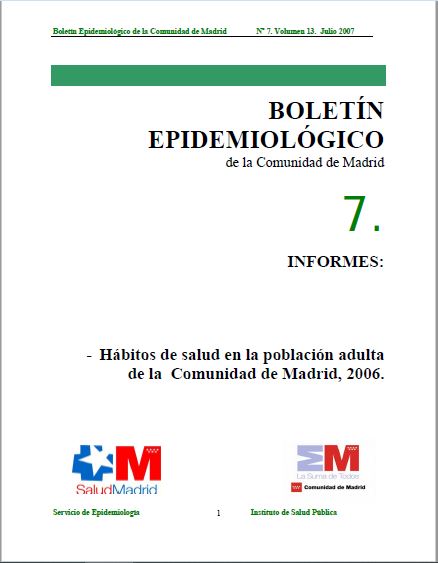 Portada de Boletín epidemiológico. Número 7, Volumen 13. Julio 2007 