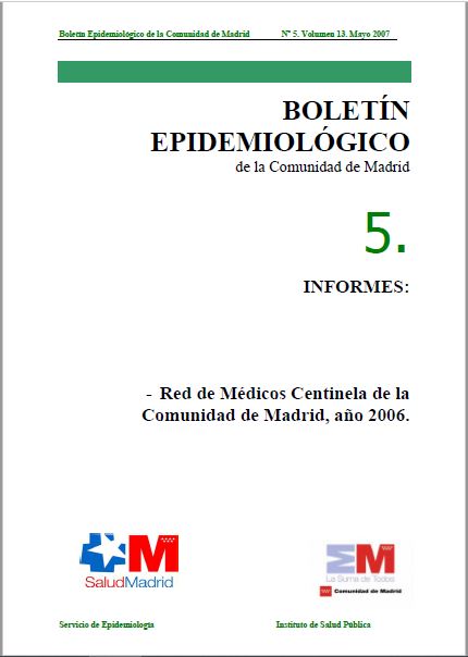 Portada de Boletín epidemiológico. Número 5, Volumen 13. Mayo 2007 