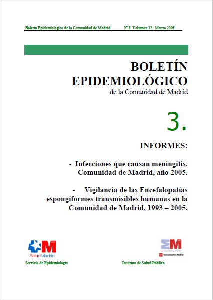 Portada de Boletín epidemiológico. Número 3, Volumen 12. Marzo 2006 