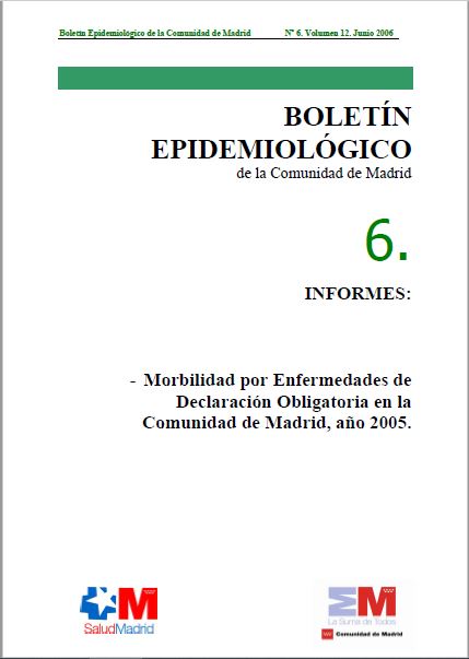 Portada de Boletín epidemiológico. Número 6, Volumen 12. Junio 2006 