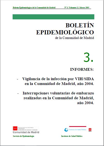 Portada de Boletín epidemiológico. Número 3, Volumen 11. Marzo 2005 