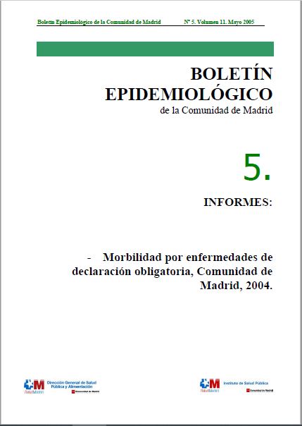 Portada de Boletín epidemiológico. Número 5, Volumen 11. Mayo 2005 