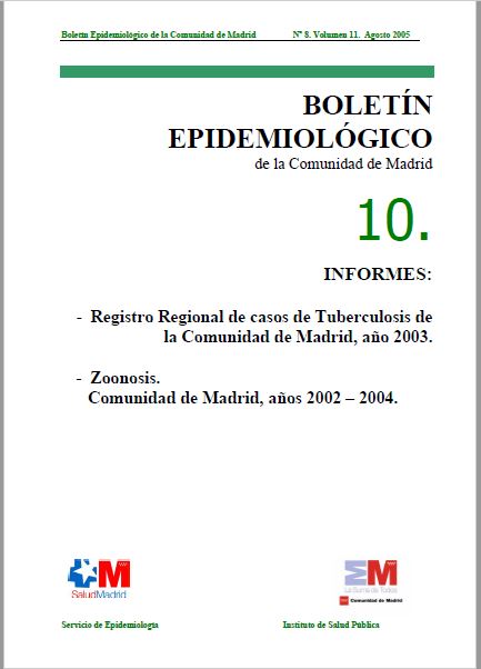 Portada de Boletín epidemiológico. Número 10, Volumen 11. Octubre 2005 