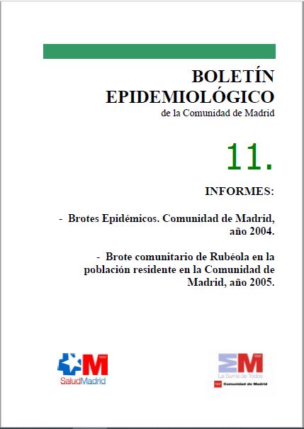 Portada de Boletín epidemiológico. Número 11, Volumen 11. Noviembre 2005 