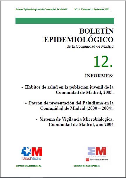 Portada de Boletín epidemiológico. Número 12, Volumen 11. Diciembre 2005 