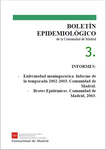 Portada de Boletín epidemiológico. Número 3, Volumen 10. Marzo 2004
