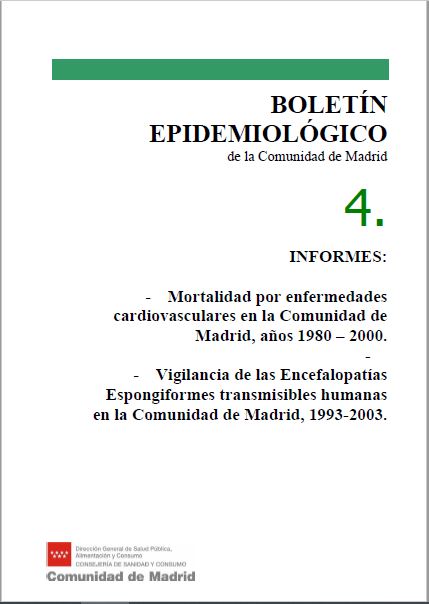 Portada de Boletín epidemiológico. Número 4, Volumen 10. Abril 2004