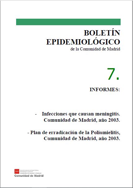 Portada de Boletín epidemiológico. Número 7, Volumen 10.Julio 2004 