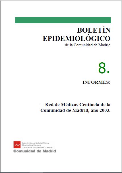 Portada de Boletín epidemiológico. Número 8, Volumen 10. Agosto 2004 