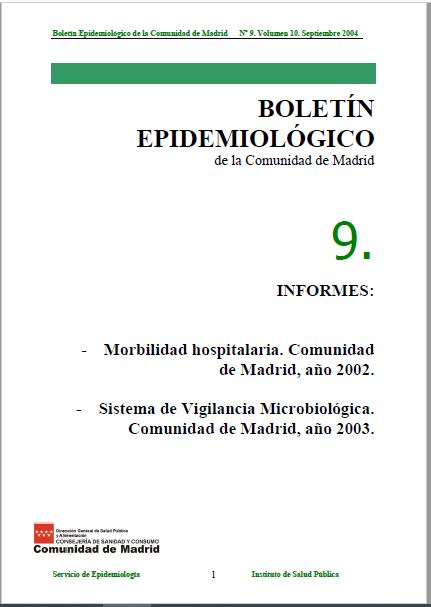 Portada de Boletín epidemiológico. Número 9, Volumen 10. Septiembre 2004 