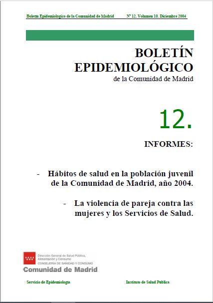 Portada de Boletín epidemiológico. Número 12, Volumen 10. Diciembre 2004 