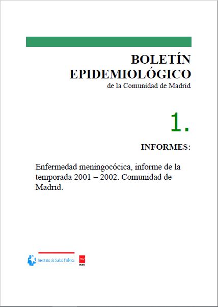 Portada de Boletín epidemiológico. Número 1. Volumen 9. Enero 2003 