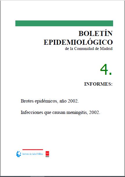 Portada de Boletín epidemiológico. Número 4. Volumen 9. Abril 2003 