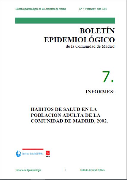 Portada de Boletín epidemiológico. Número 7. Volumen 9. Julio 2003 