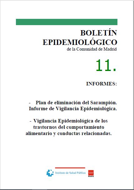 Portada de Boletín epidemiológico. Número 11, Volumen 9. Noviembre 2003