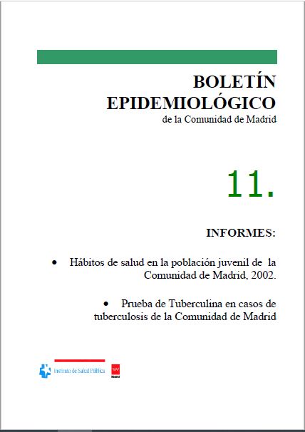 Portada de Boletín epidemiológico. Número 11. Volumen 8. Noviembre 2002 