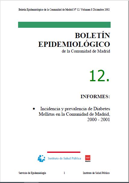 Portada de Boletín epidemiológico. Número 12. Volumen 8. Diciembre 2002 