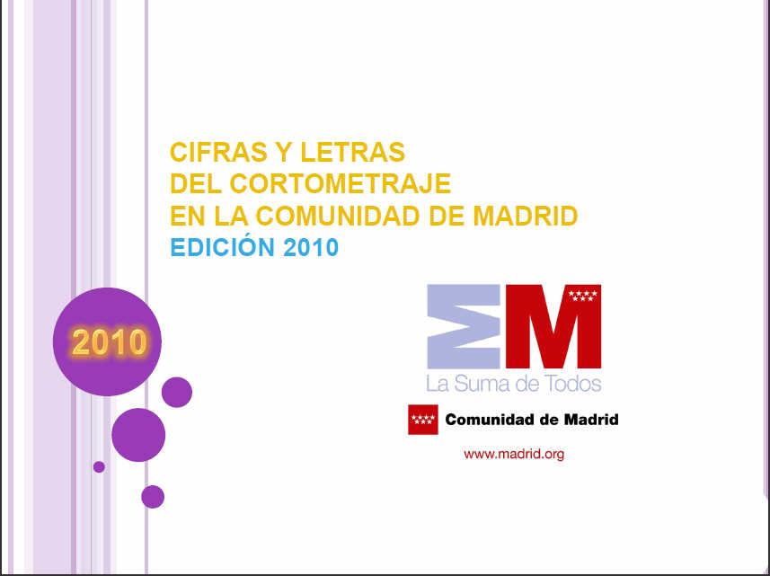 Portada de Cifras y Letras del cortometraje en la Comunidad de Madrid. Edición 2010