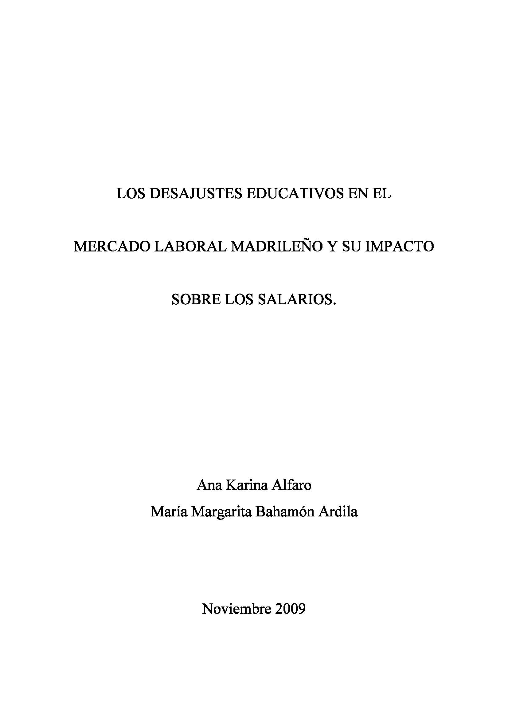 Portada de Desajustes educativos en el mercado laboral madrileño y su impacto sobre los salarios