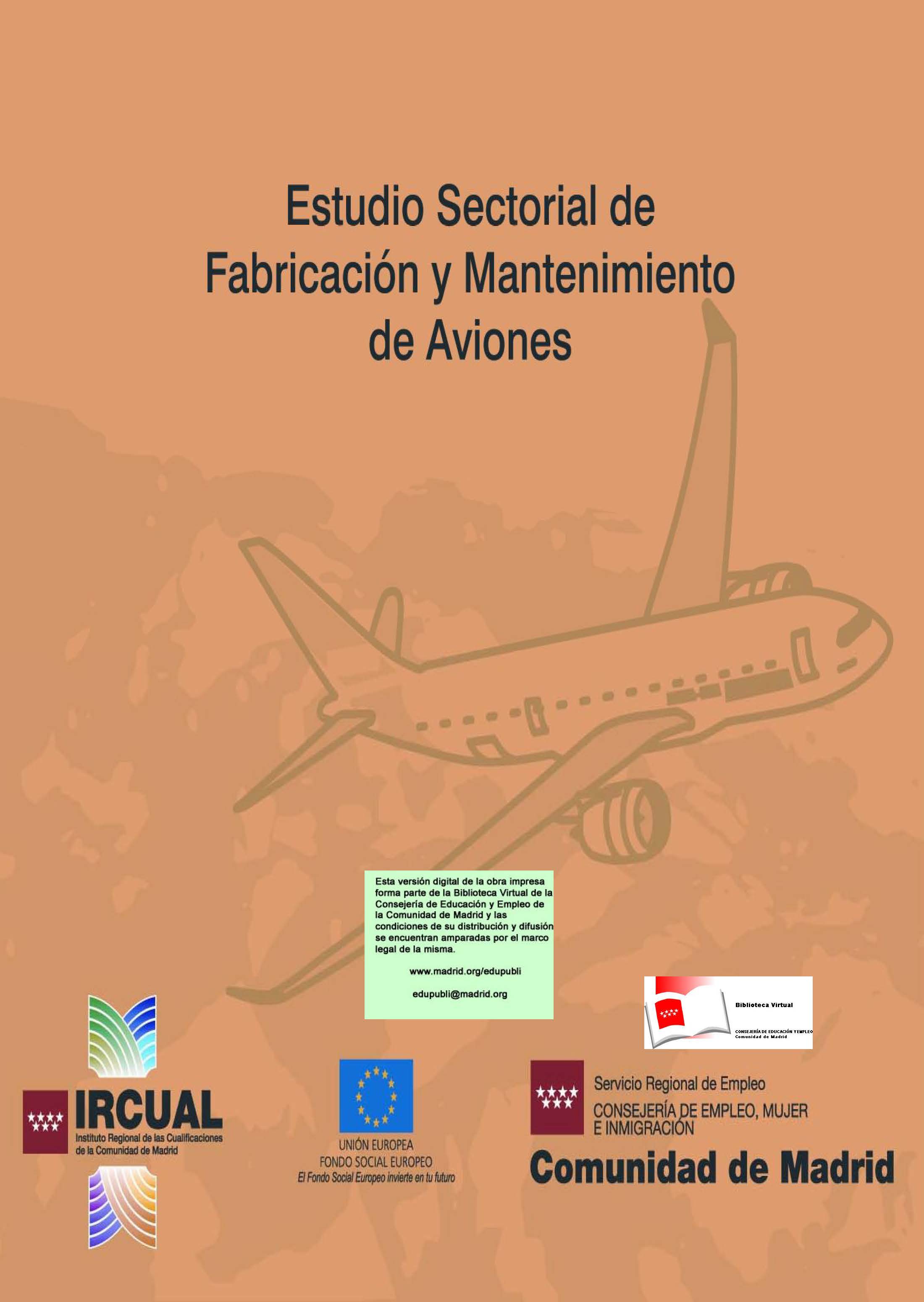 Portada de Estudio Sectorial de Fabricación y Mantenimiento de Aviones. Informe ejecutivo e Informe técnico