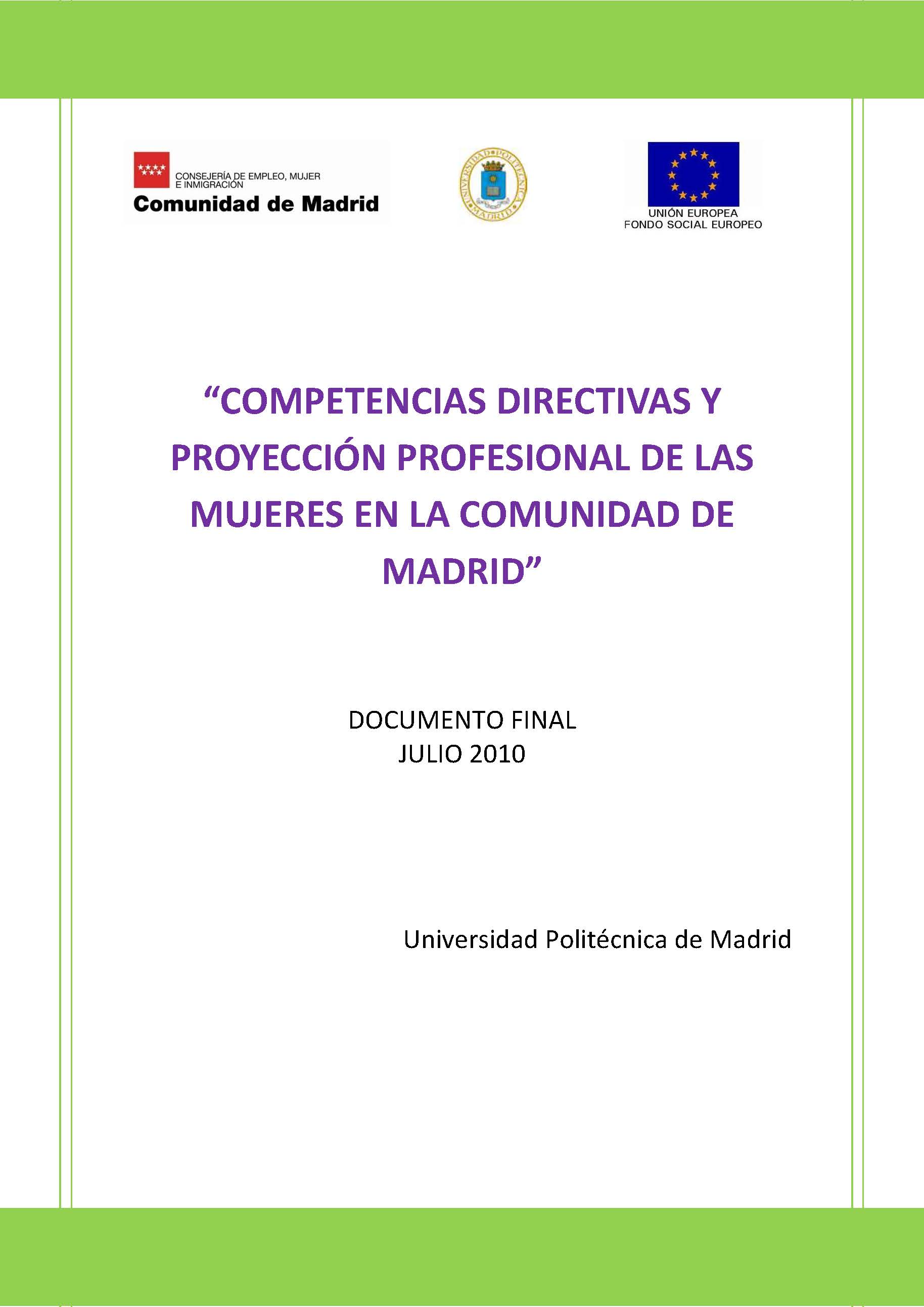 Portada de Panorama Laboral 2010. Competencias directivas y proyección profesional de las mujeres en la Comunidad de Madrid