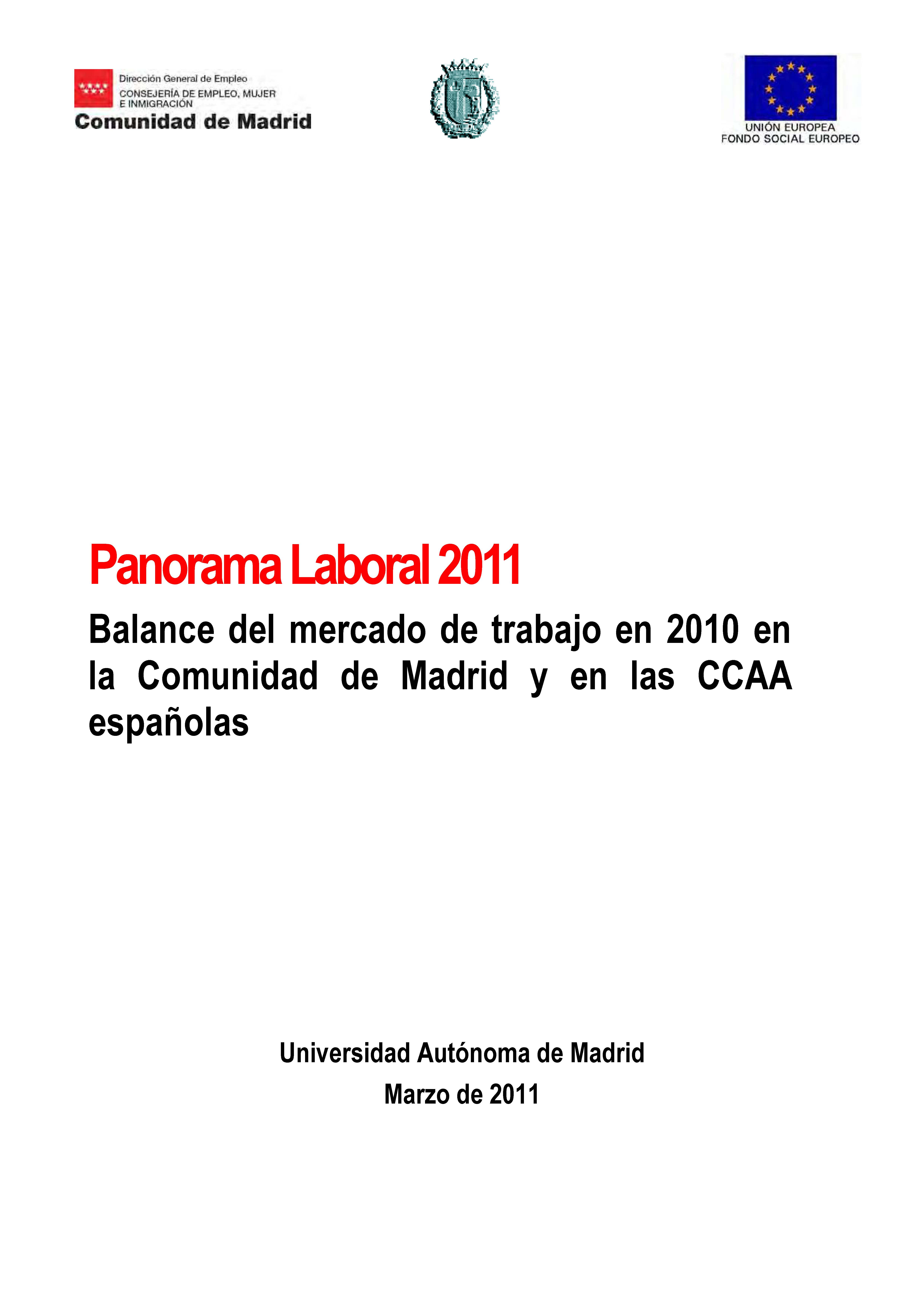 Portada de Panorama Laboral 2011. Balance del mercado de trabajo en la Comunidad de Madrid en 2010