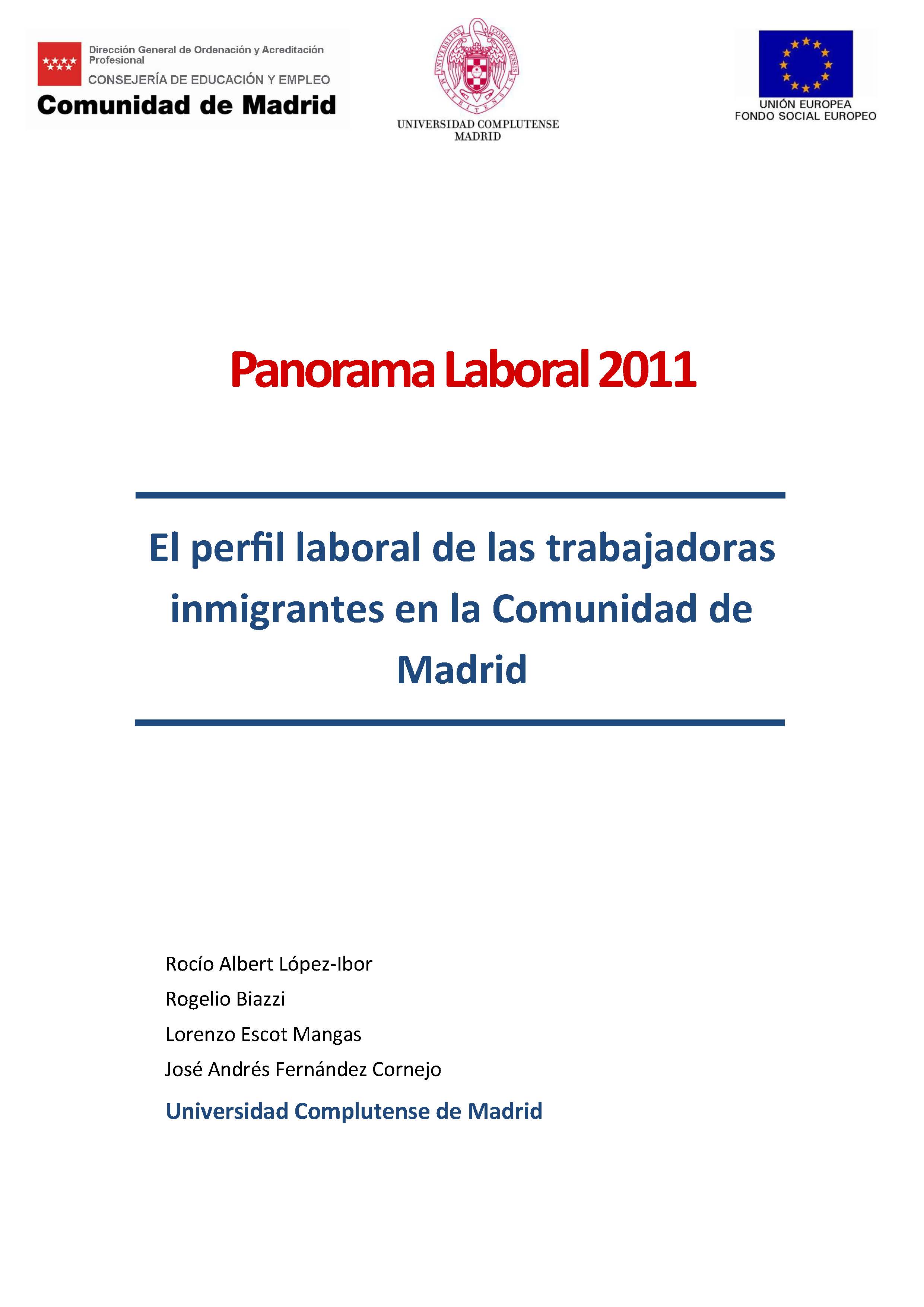 Portada de Panorama Laboral 2011. La mujer inmigrante en la Comunidad de Madrid