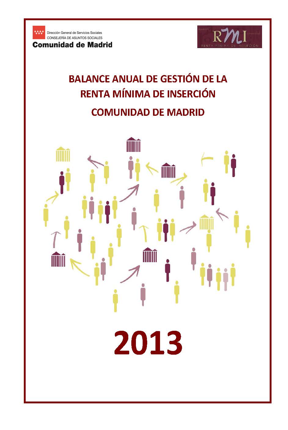 Portada de Balance anual de gestión de la Renta mínima de Inserción. Comunidad de Madrid. 2013