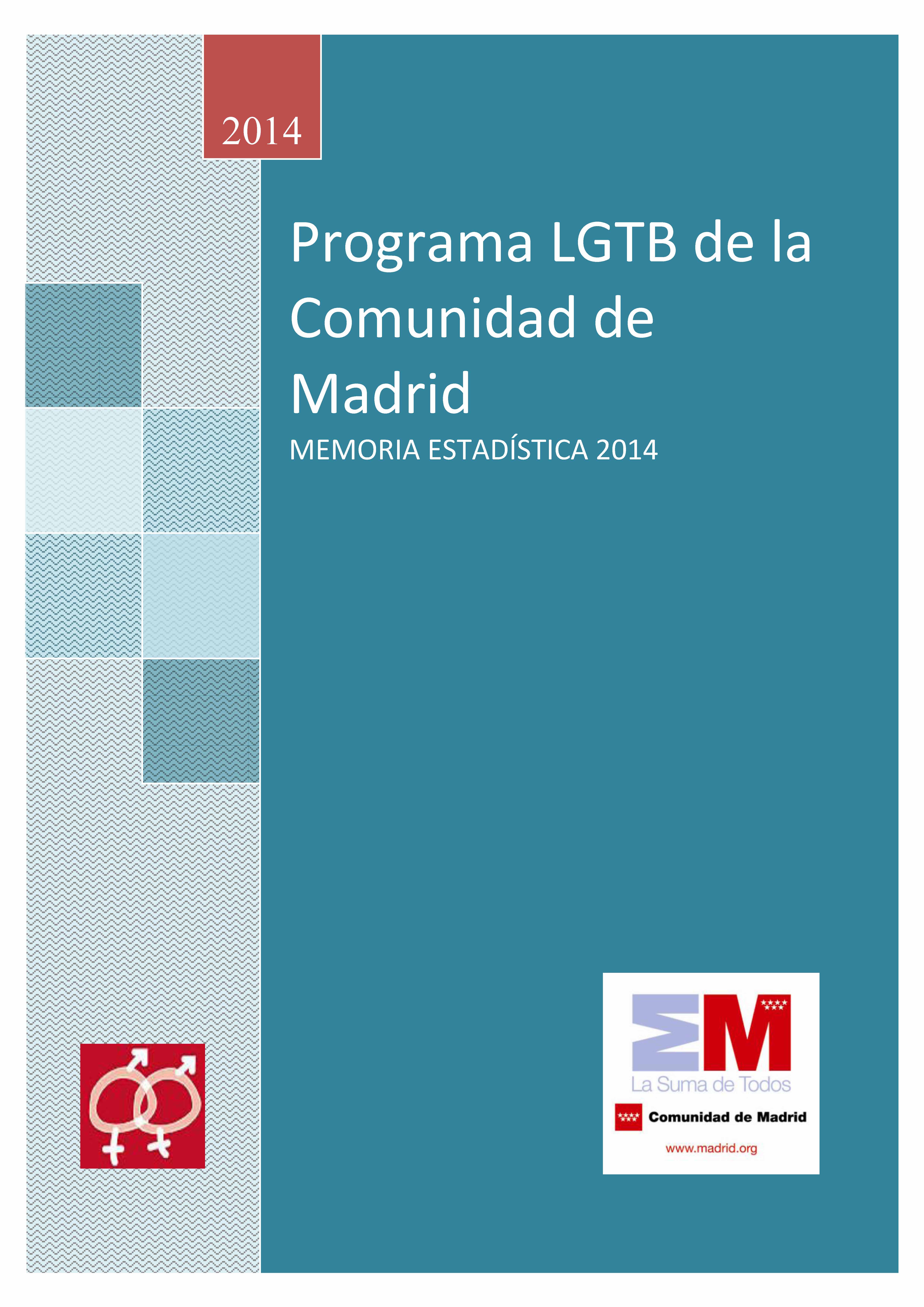 Portada de Programa LGTB de la Comunidad de Madrid. Memoria Estadística 2014