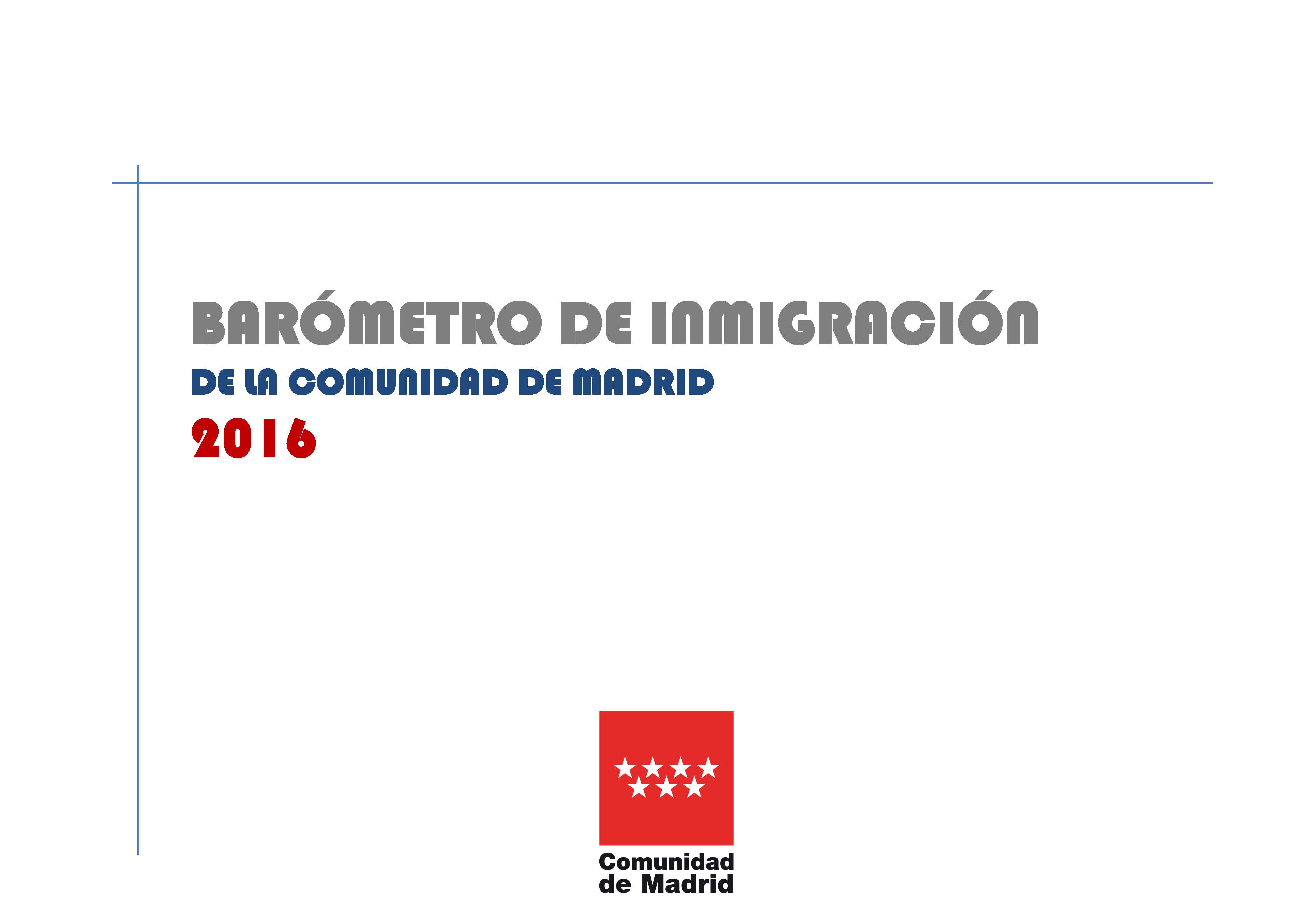 Portada de Barómetro de Inmigración de la Comunidad de Madrid 2016