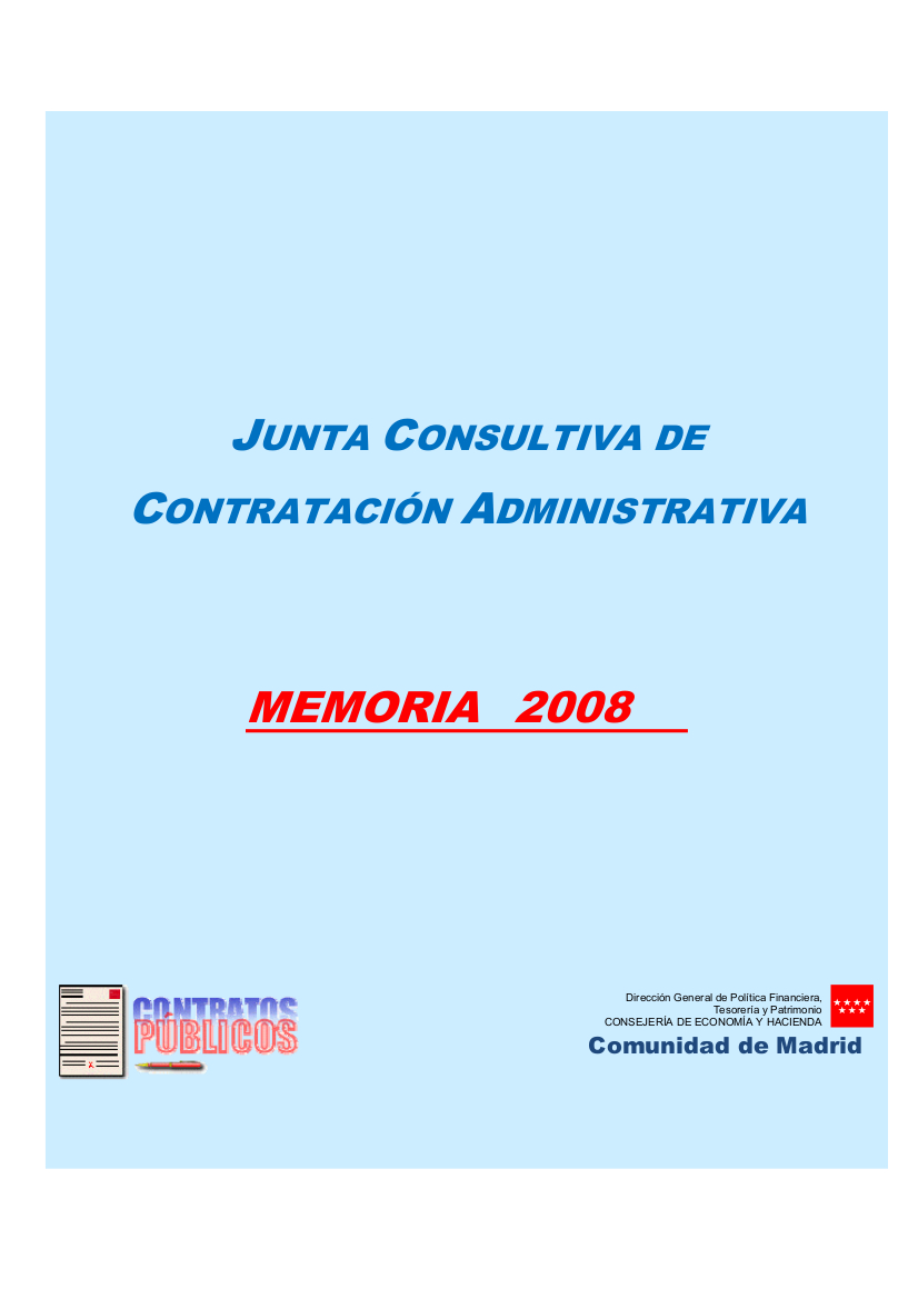 Portada de Junta Consultiva de Contratación Administrativa. Memoria 2008