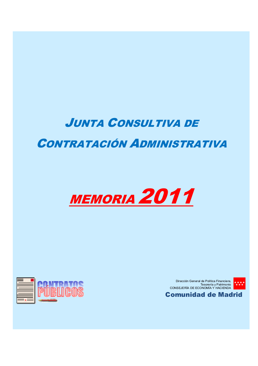 Portada de Junta Consultiva de Contratación Administrativa. Memoria 2011