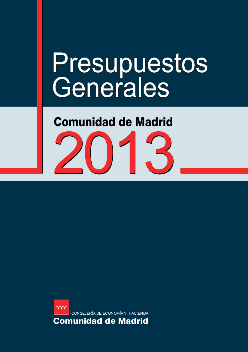 Portada de Presupuestos Generales de la Comunidad de Madrid 2013