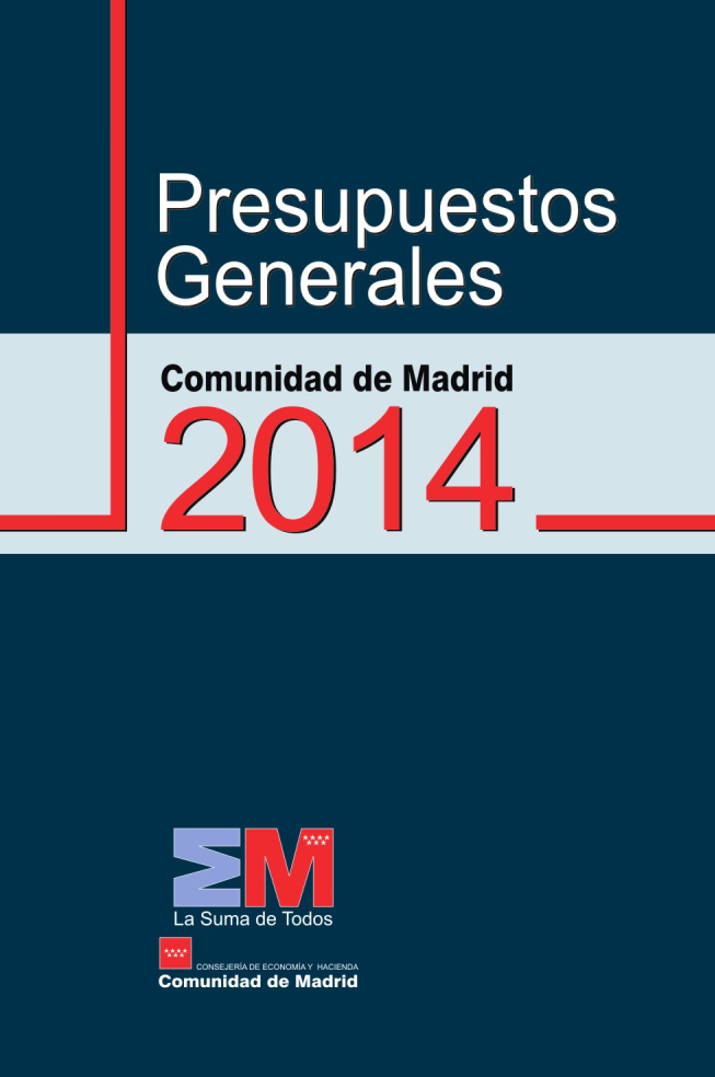 Portada de Presupuestos Generales de la Comunidad de Madrid 2014