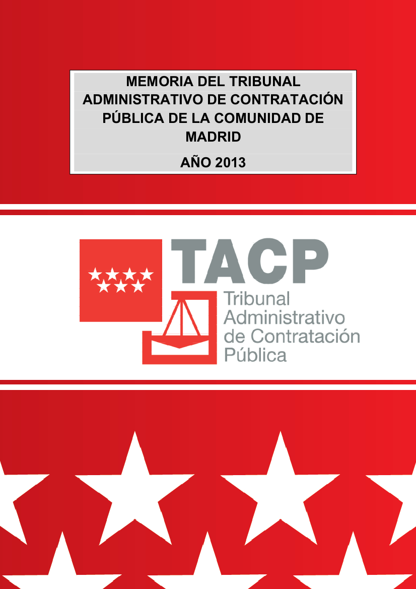 Portada de Memoria del Tribunal Administrativo de Contratación Pública de la Comunidad de Madrid Año 2013