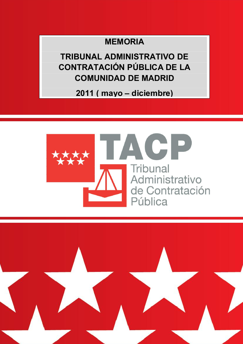 Portada de Memoria Tribunal Administrativo de Contratación Pública de la Comunidad de Madrid 2011 (mayo-diciembre)