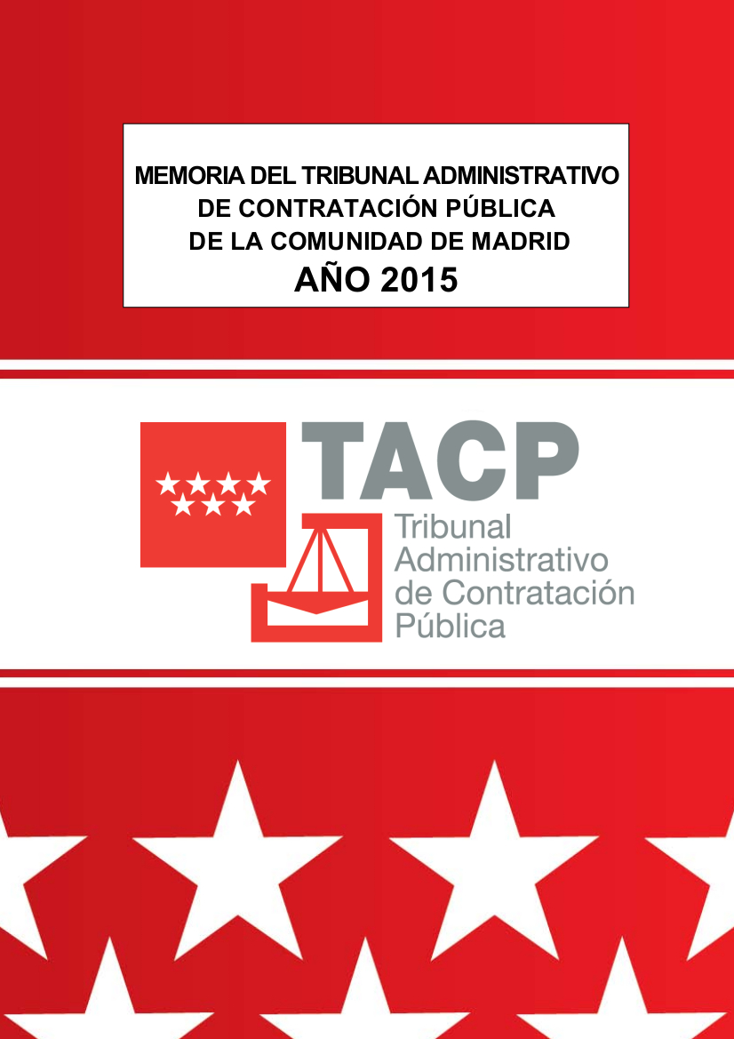 Portada de Memoria del Tribunal Administrativo de Contratación Pública de la Comunidad de Madrid Año 2015