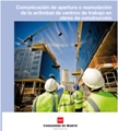 Portada de Comunicación de apertura o reanudación de la actividad de centros de trabajo en obras de construcción. (reedición)