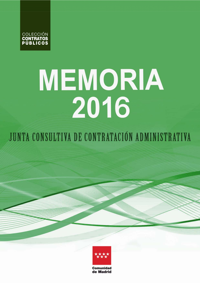 Portada de Junta Consultiva de Contratación Administrativa. Memoria 2016