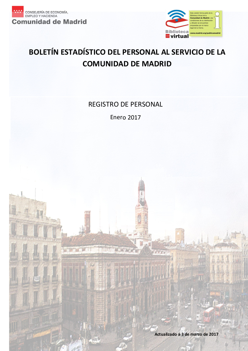 Portada de Boletín estadístico del personal al servicio de la Comunidad de Madrid (publicación periódica)